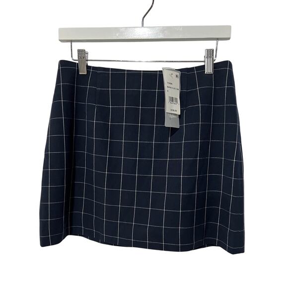 FRENCH CONNECTION SKIRT WOMENS SIZE 6 WINDOW PANE CHECK MINI NAVY NEW - Picture 4 of 13